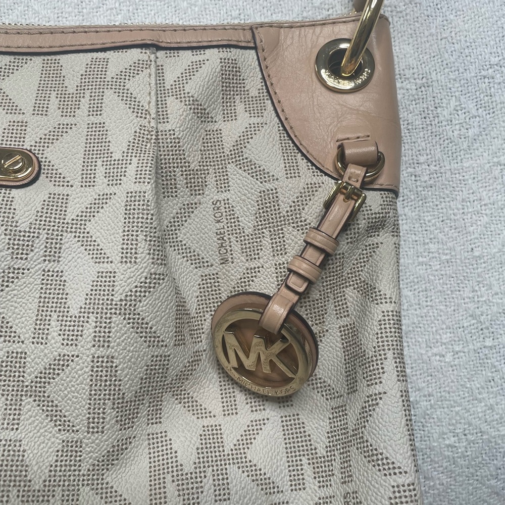 Michael‎ Kors Beige and Cream Women's Shoulder Bag~ Jet Set MK Logo - Picture 11 of 15